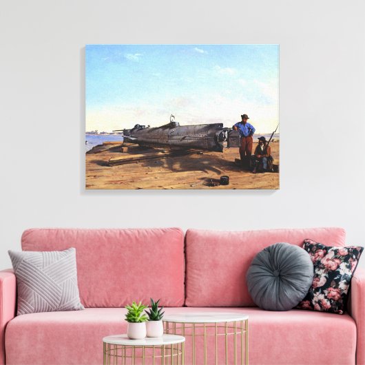 Onderzeeër Torpedo Boat HL Hunley C Chapman 1863 Canvas Afdruk (Insitu (Woonkamer))