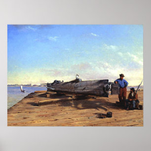 Onderzeeër Torpedoboot HL Hunley C Chapman 1863 Poster
