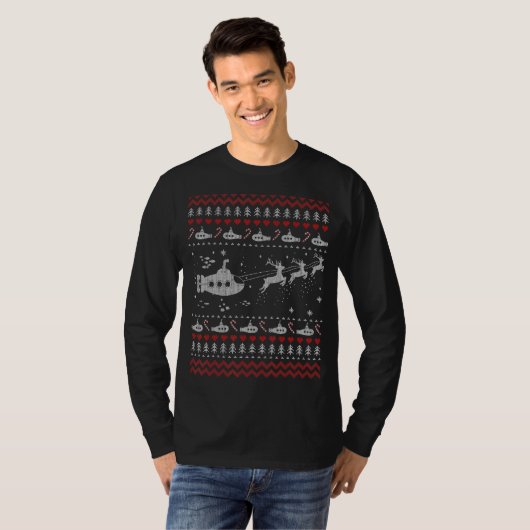 Onderzeeër Ugly KerstSweater T-shirt (Voorkant volledig)