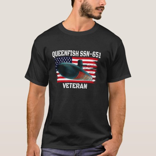 Onderzeeër USS Queenfish SSN 651 Veteran Grandfath T-shirt (Voorkant)