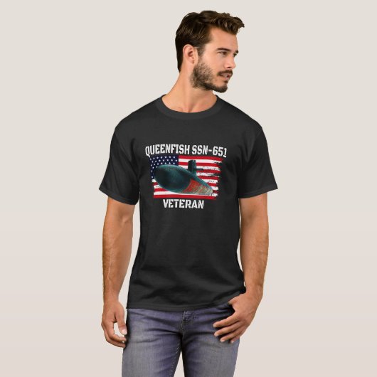 Onderzeeër USS Queenfish SSN 651 Veteran Grandfath T-shirt (Voorkant volledig)