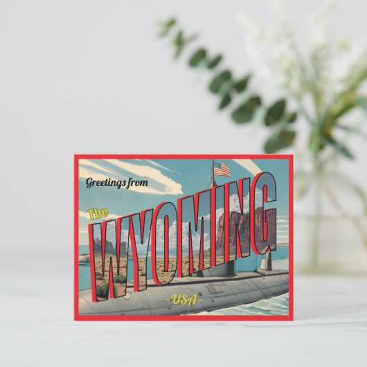 Onderzeeër Wyoming voor USA Retro Briefkaart (Staand voorkant)