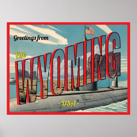 Onderzeeër Wyoming voor USA Retro Briefkaart Poster (Voorkant)