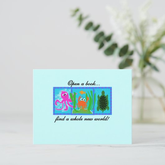 Onderzees avontuur Een boek openen Briefkaart (Staand voorkant)