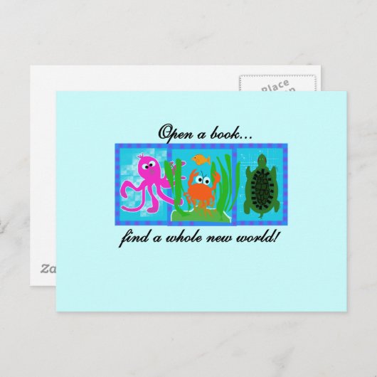 Onderzees avontuur Een boek openen Briefkaart (Voorkant / Achterkant)