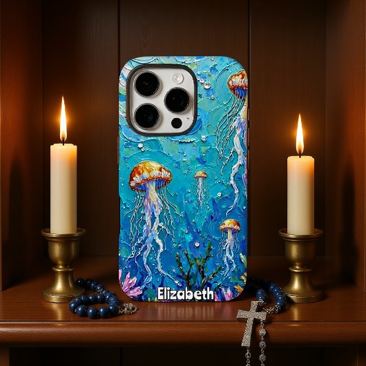 Onderzees ballet: kwallen in een levendig Zee Case-Mate iPhone Case