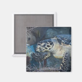 Onderzees leven: Een Hawksbill Zee Turtle Magneet (Voorkant / Achterkant)