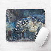 Onderzees leven: Een Hawksbill Zee Turtle Muismat (Met muis)