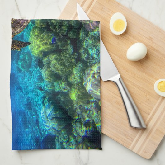 Onderzees tropisch Zee schildkoraal Theedoek (Quarter Fold)