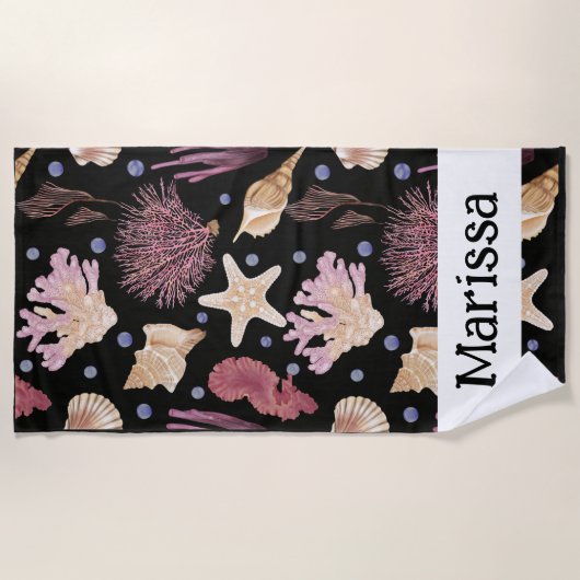 Onderzeese bergen - Schalen, koraal, Starfish Strandlaken (Voorkant)