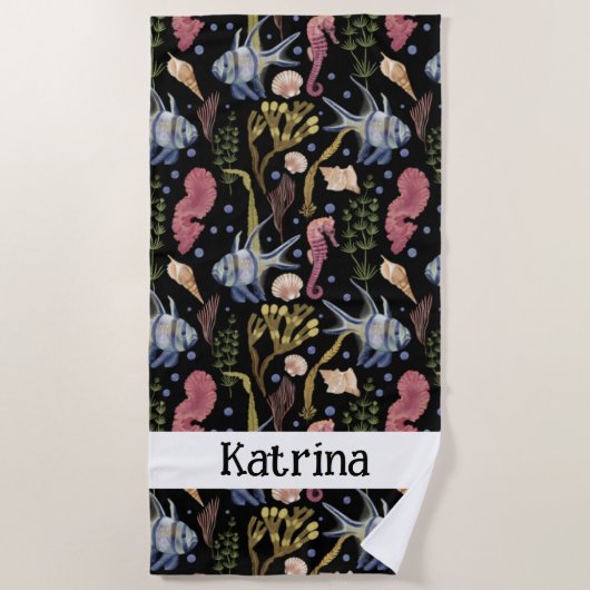 Onderzeese bergen - Vis, zeepaarden, schelpen Strandlaken (Voorkant)