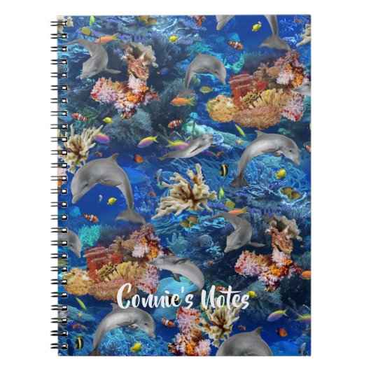 Onderzeese Dolphins Coral Reef WritJournal Notitieboek (Voorkant)