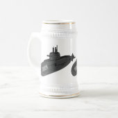 Onderzeese illustratie van cartoon bierpul (Voorkant links)