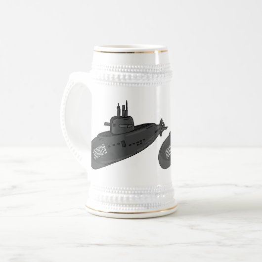 Onderzeese illustratie van cartoon bierpul (Voorkant links)