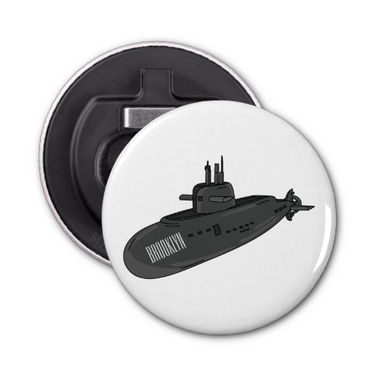 Onderzeese illustratie van cartoon button flesopener (Voorkant)