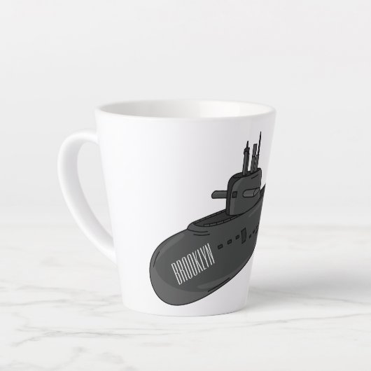 Onderzeese illustratie van cartoon latte mok (Linkerhoek)