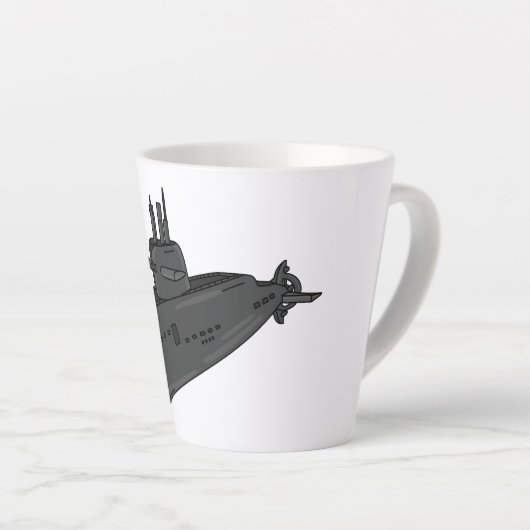 Onderzeese illustratie van cartoon latte mok (Rechterhoek)