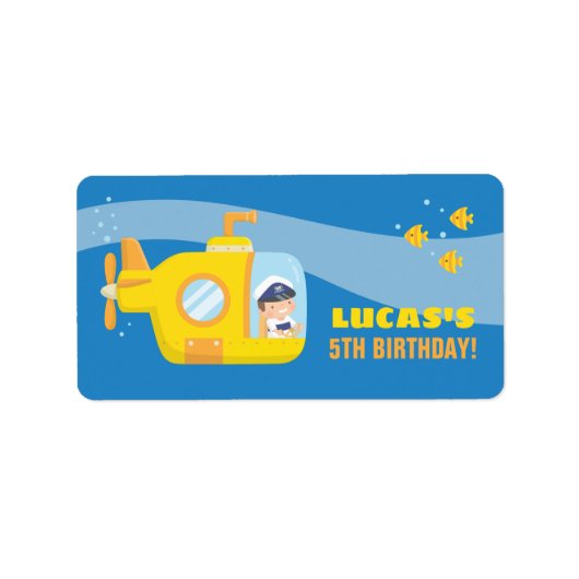 Onderzeese jongen onderwater Birthday Party Labels (Voorkant)