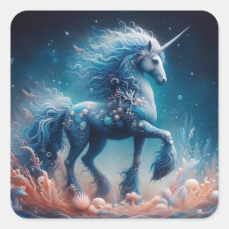 Onderzeese Kelpie Mer Eenhoorn Vierkante Sticker