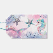 Onderzeese magische zeemeermin verjaardagsfeest cadeaulabel (Achterkant Horizontaal)