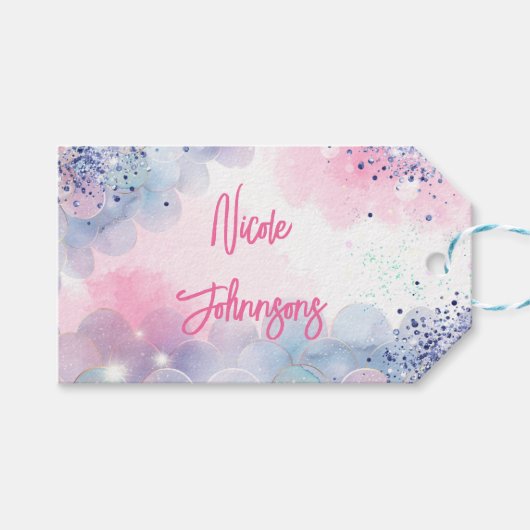 Onderzeese magische zeemeermin verjaardagsfeest cadeaulabel (Voorkant (Horizontaal))