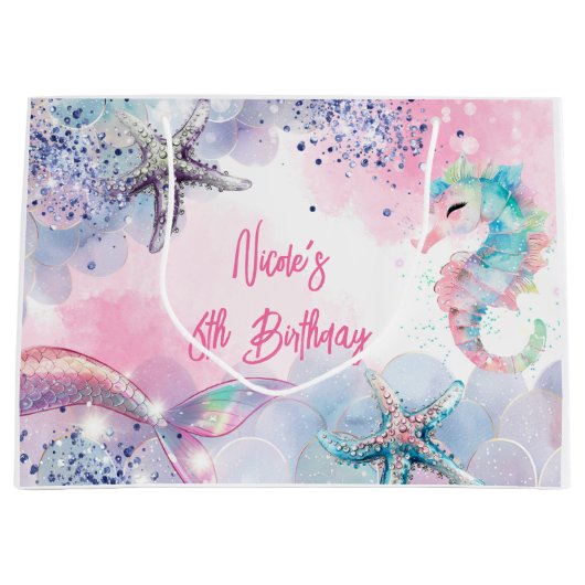 Onderzeese magische zeemeermin verjaardagsfeest groot cadeauzakje (Voorkant)