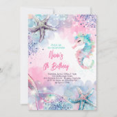Onderzeese magische zeemeermin verjaardagsfeest kaart (Voorkant)