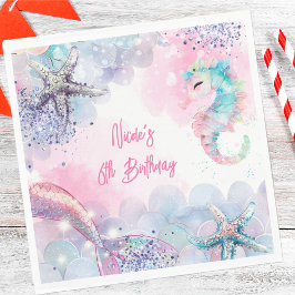 Onderzeese magische zeemeermin verjaardagsfeest servet