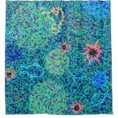 Onderzeese mozaïekvis Zeeproze blauwe roze Douchegordijn (Voorkant)