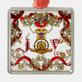 Onderzeese officieren kerstversiering metalen ornament (Voorkant)