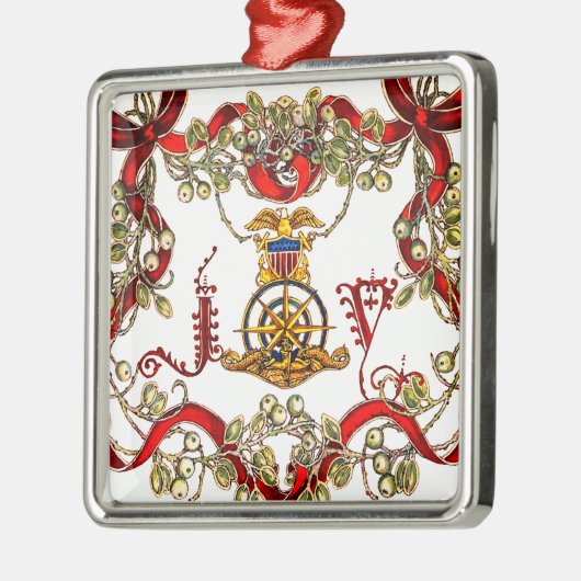 Onderzeese officieren kerstversiering metalen ornament (Links)