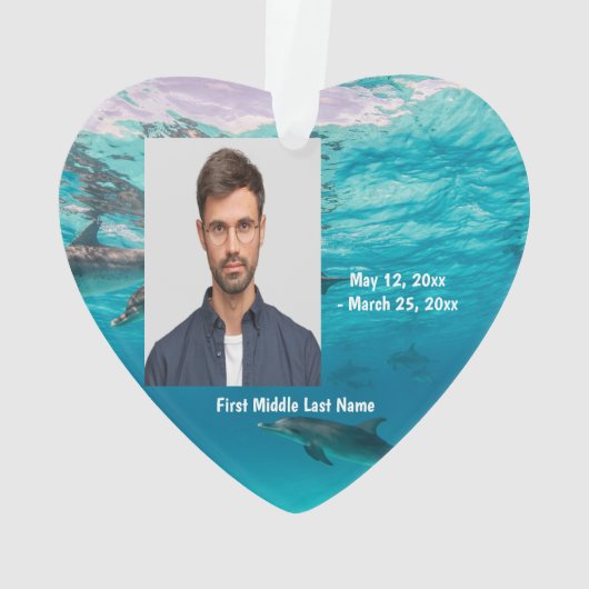 Onderzeese onderwaterdolfijnen Gedateerde foto Aan Ornament (achterkant)