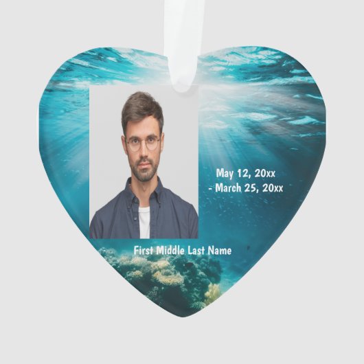 Onderzeese onderzeeër duikdatum foto aangepast ornament (achterkant)