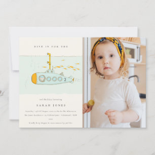 Onderzeese onderzeeër Foto Elke zondag uitnodigen Bedankkaart