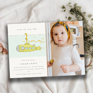 Onderzeese onderzeeër Foto Elke zondag uitnodigen Bedankkaart