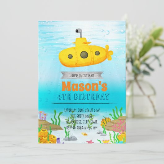 Onderzeese partijuitnodiging kaart (Staand voorkant)