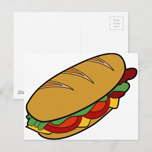 Onderzeese sandwich-cartoon briefkaart (Voorkant / Achterkant)