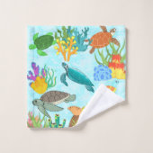 Onderzeese schatten Zeeen schildpadden en koralen Bad Handdoek (Wasdoekje)