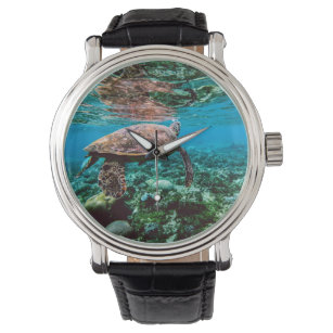 Onderzeese tropische Zee schildpad Horloge