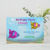 Onderzeese vissen - Kinderen van Birthday - Uitnod Kaart (Staand voorkant)