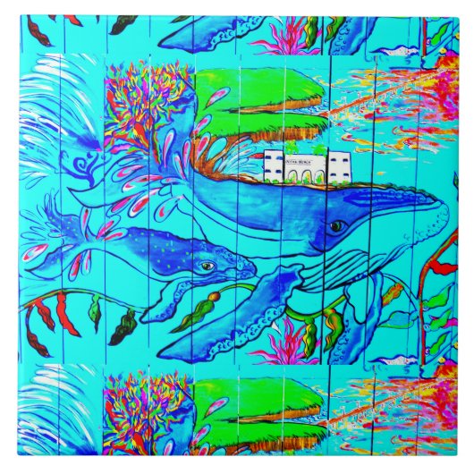 onderzeese walvissen tegeltje (Voorkant)