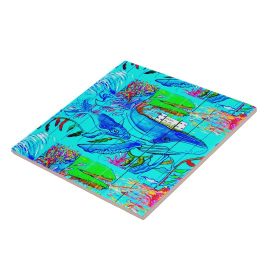 onderzeese walvissen tegeltje (Zijkant)