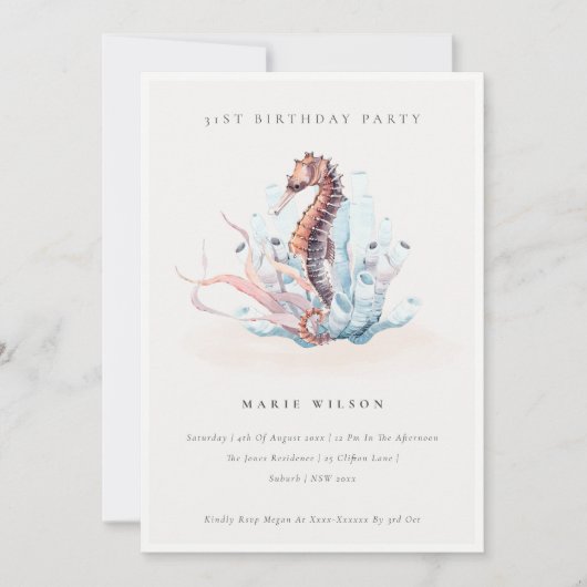 Onderzeese zeepaardkoraal Alle leeftijden Bedankkaart (Voorkant)