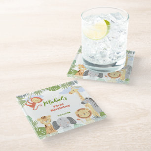 Onderzetter 1e Verjaardag met schattige beesten.