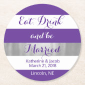Onderzetter 2 van Violet en White Striped Wedding  (Voorkant)