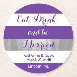 Onderzetter 2 van Violet en White Striped Wedding