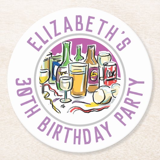 onderzetter 30e jaardag rondepapier (Voorkant)