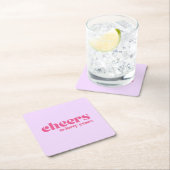 Onderzetter, 40e verjaardag, Retro Paarse & Roze Kartonnen Onderzetters (Insitu)