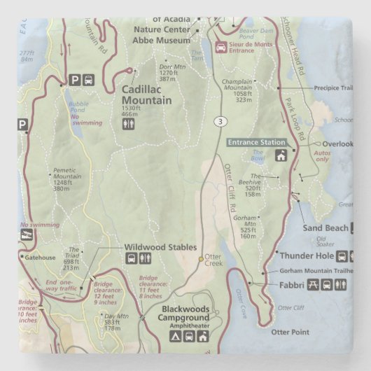 Onderzetter Acadia-kaart (Voorkant)