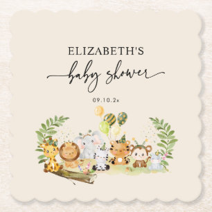 Onderzetter Baby shower van partij bij oerwoud